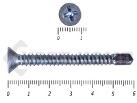 Саморез потай, цинк 6.3 х 60 сверло, DIN 7504P, МОСКРЕП (100шт)